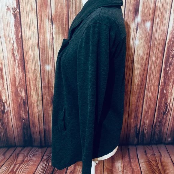 Women’s Small Sweater Cardigan Kensie Anthropologie Dark Gray One Button Pockets - Picture 8 of 13